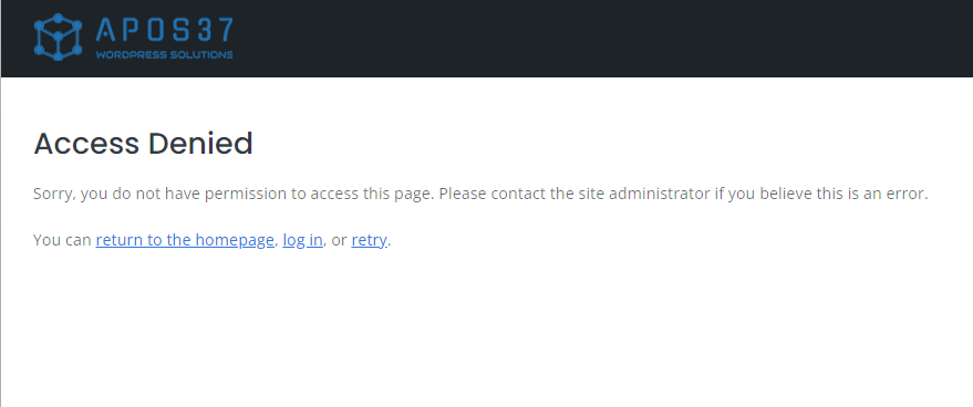 Front-end displaying logged-in template and default message for Page post type