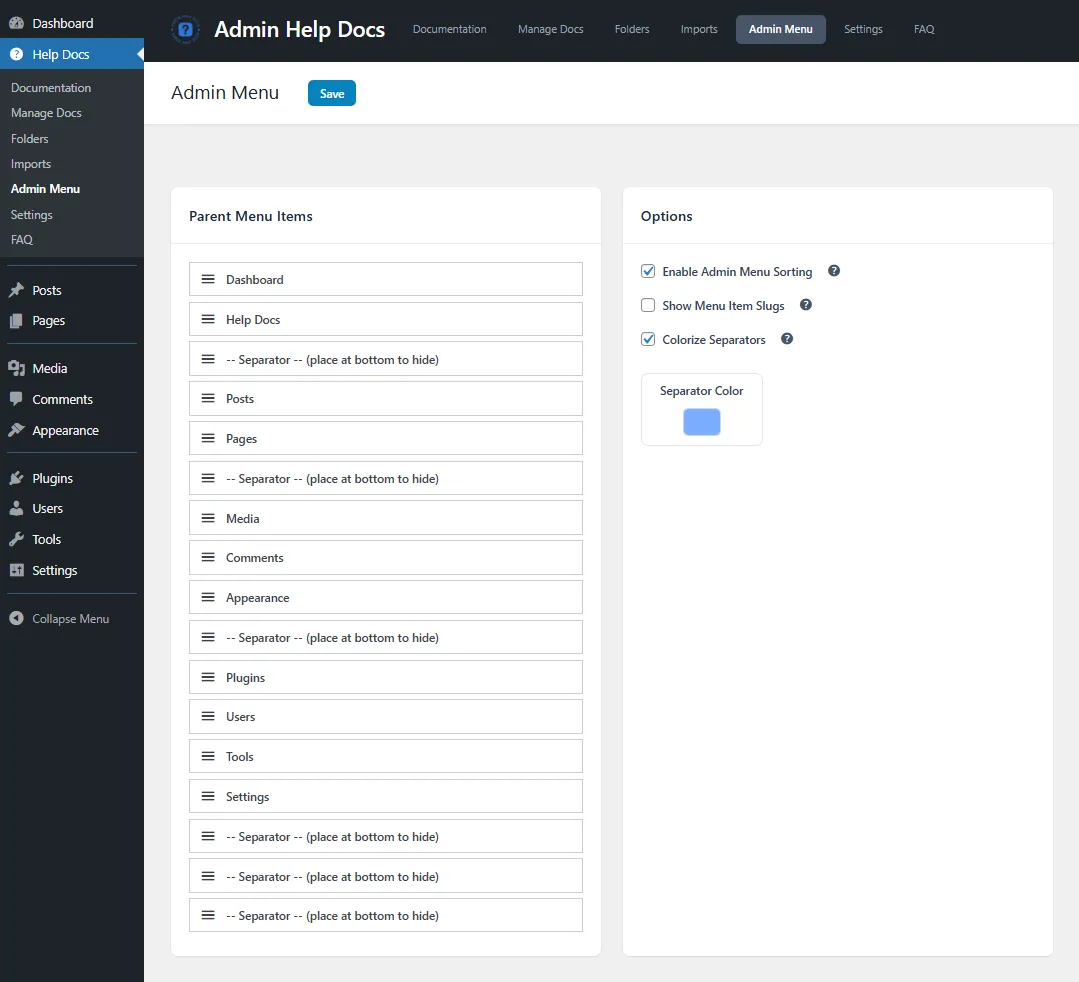 Organize your admin menu