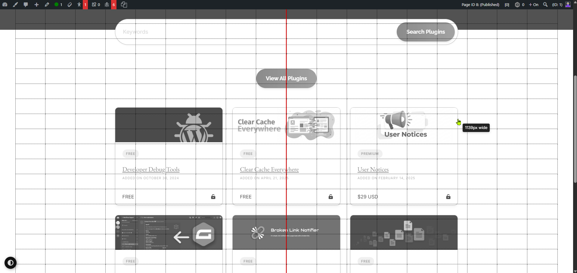 Admin bar centering tool