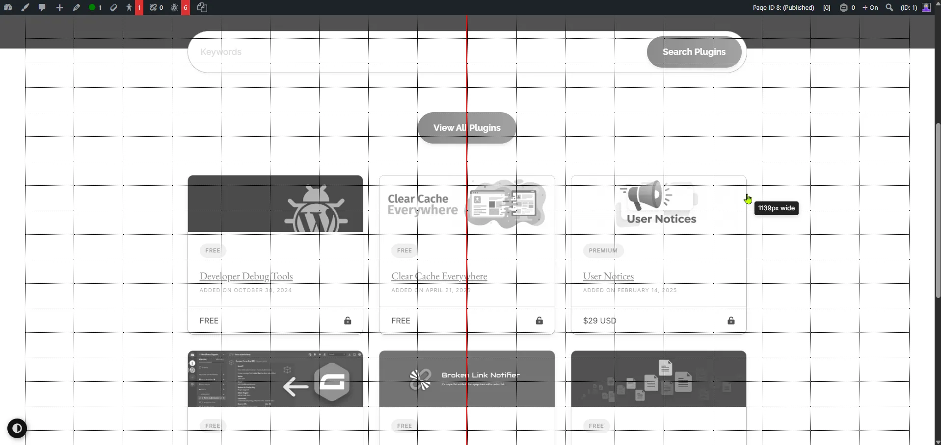Admin bar centering tool
