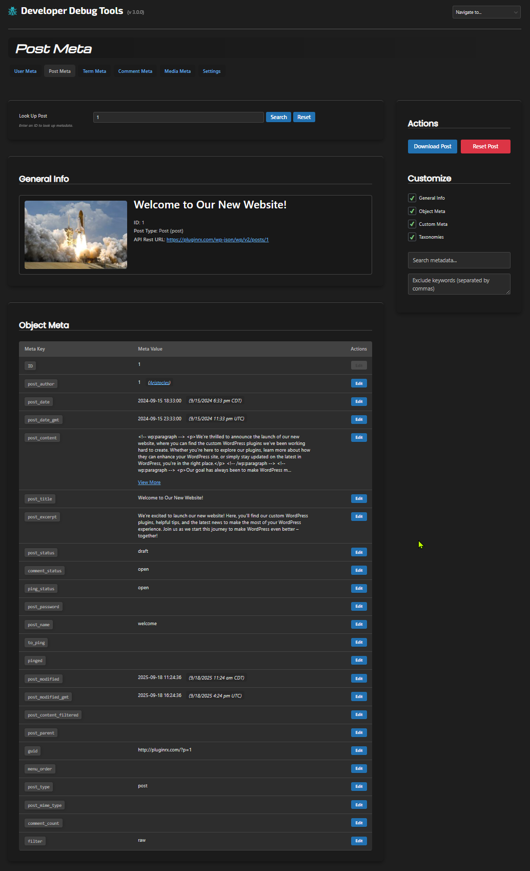 Post Meta viewer and editor
