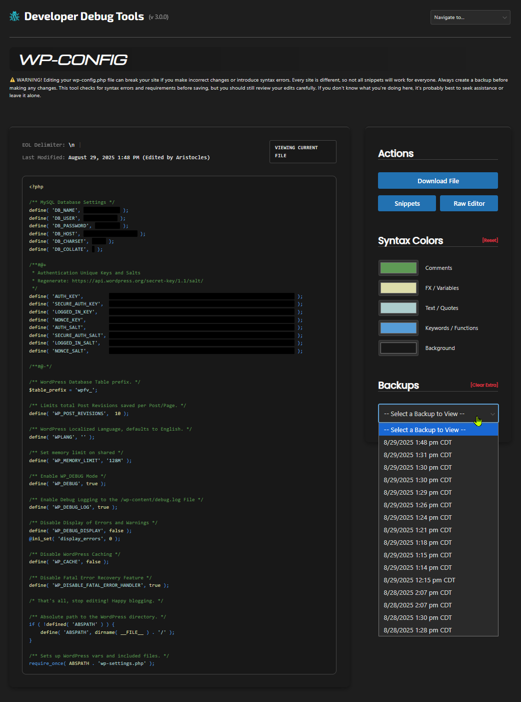 Config file viewer and editor