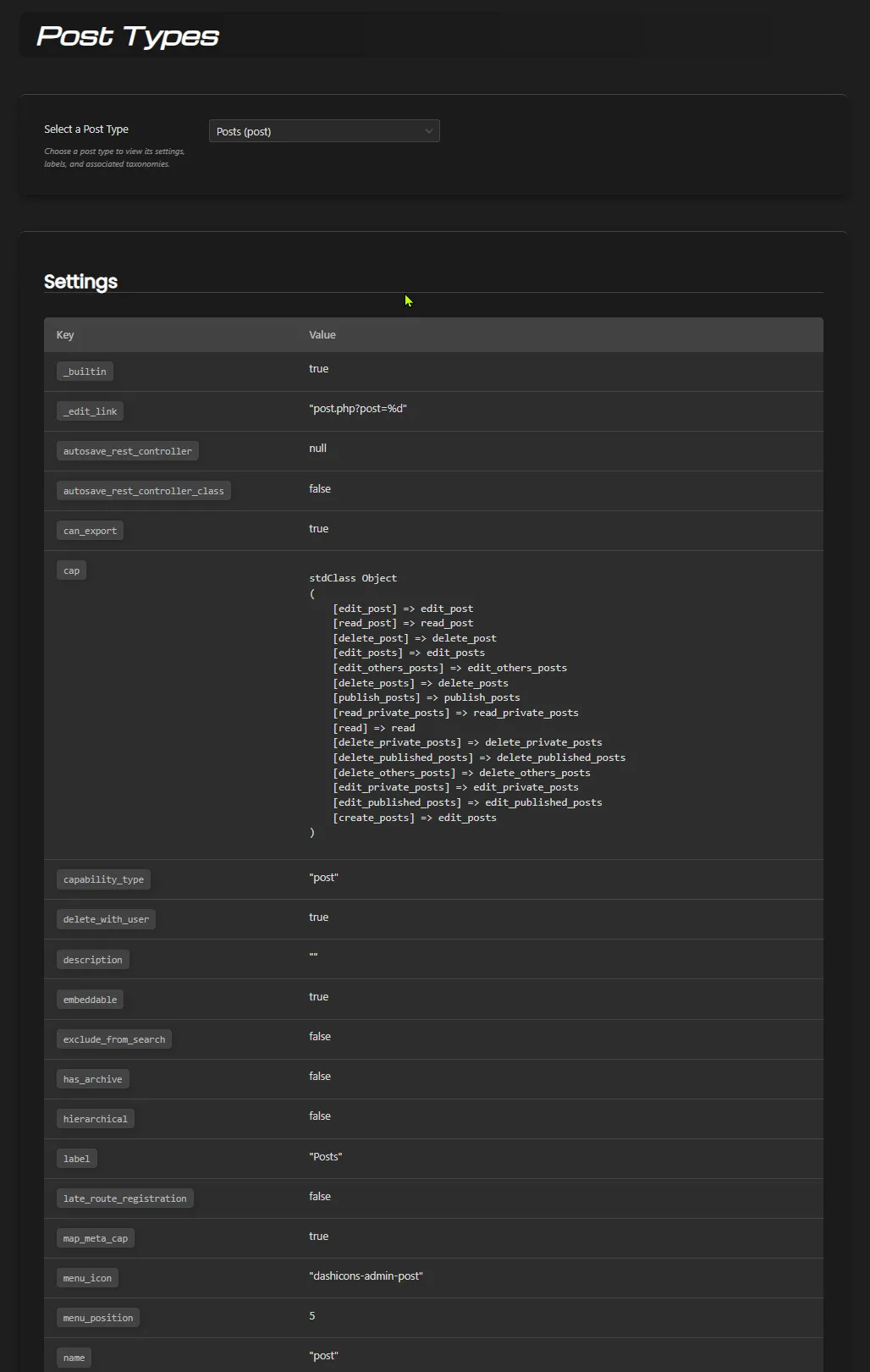 Post Type viewer