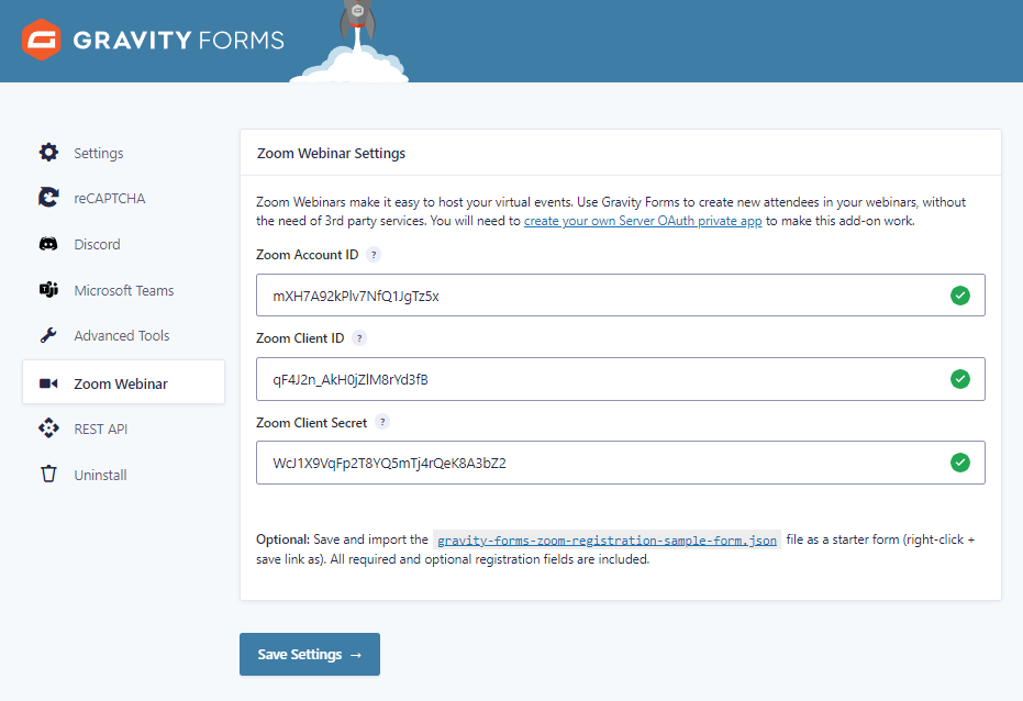 Plugin settings
