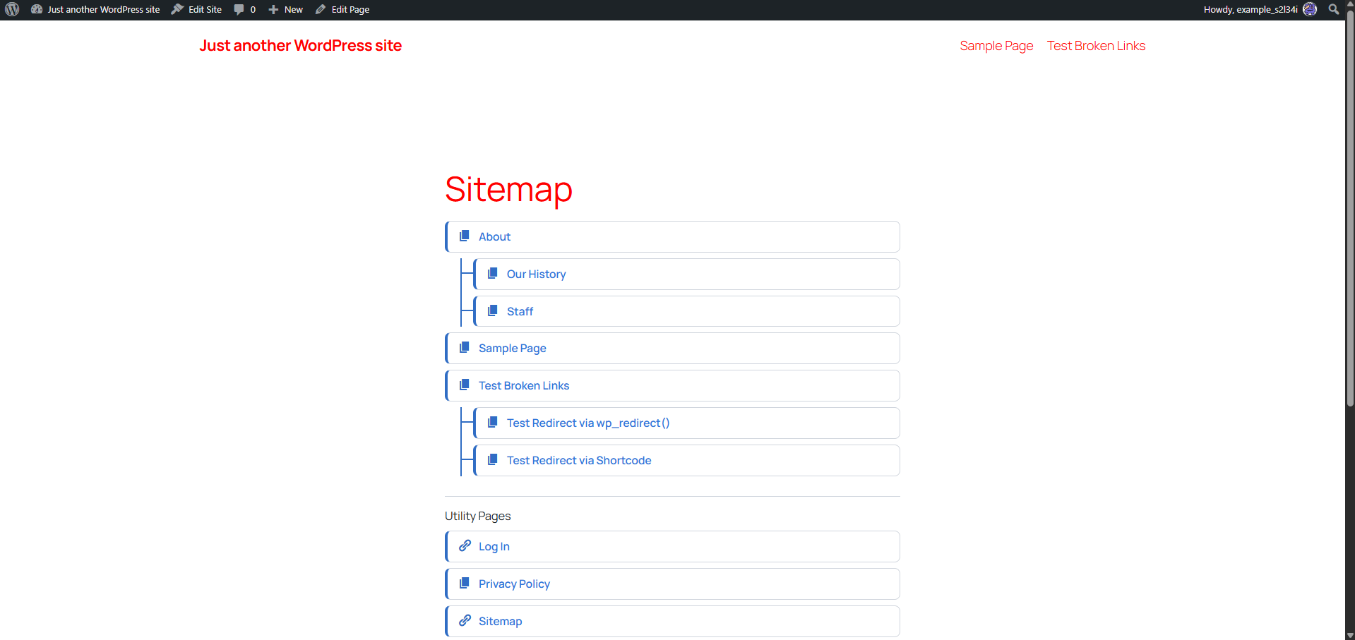 Shortcode being used on a frontend page